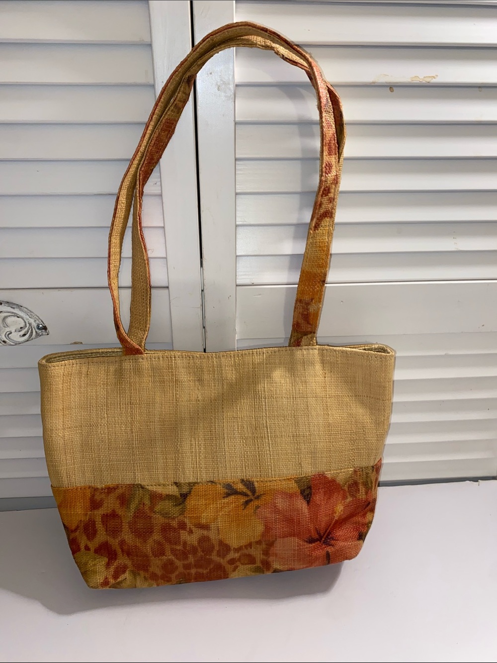 Scala Raffia collection island print peach, beige gorgeous and lightweight OS